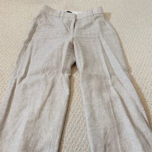 Women's Beige Linen Blend Dress Pants
